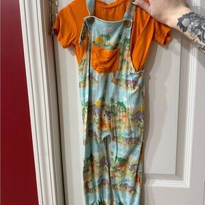 Safari Bamboo Overalls with Orange Shirt